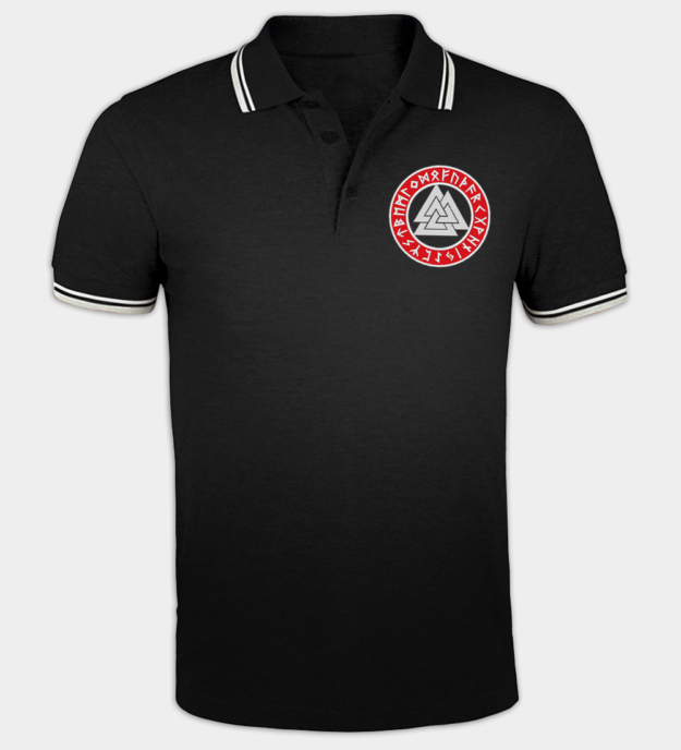 Valknut Runische Cirkel Geborduurd Poloshirt
