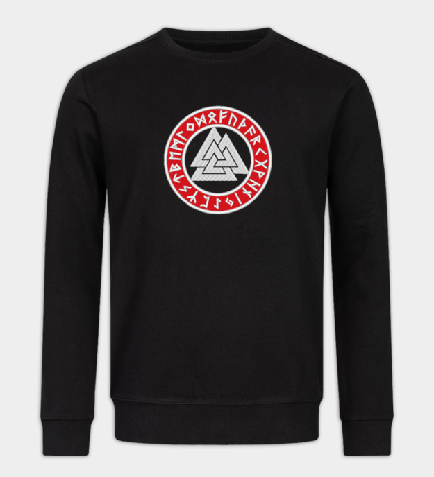 Valknut Runen Cirkel Geborduurd Sweatshirt
