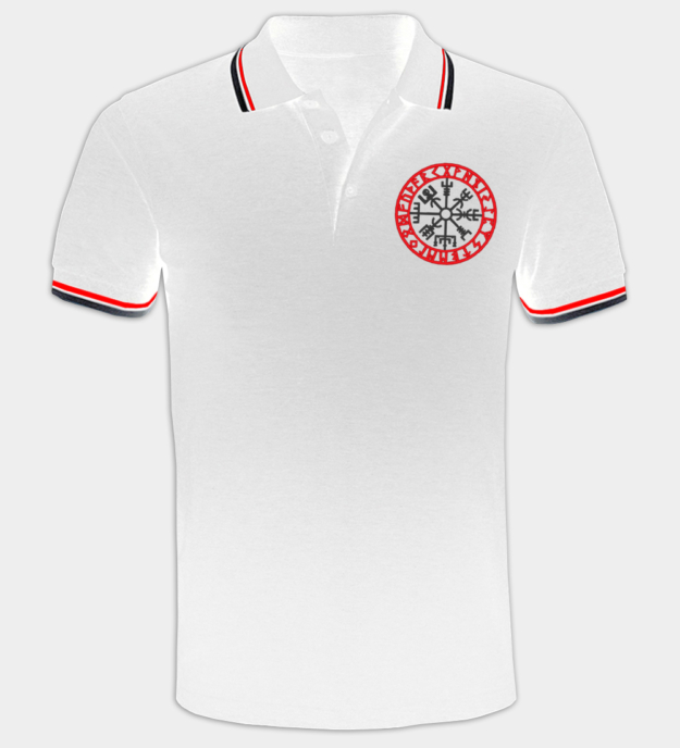 Runisch Vegvisir Geborduurd Polo Shirt