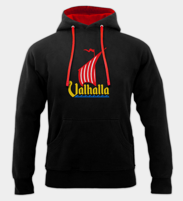 Valhalla Draak Schip geborduurde hoodie