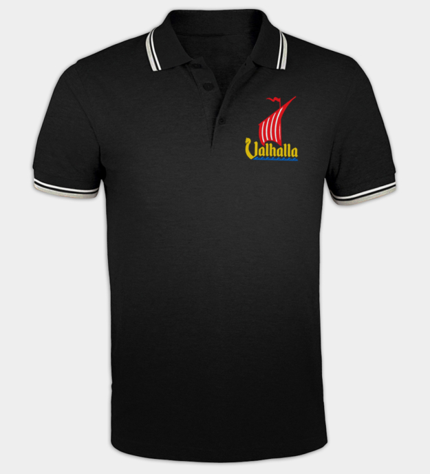 Valhalla Draak Schip geborduurde polo shirt