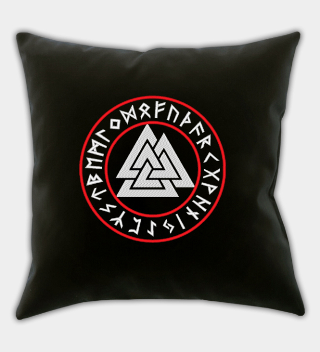 Runische Valknut geborduurde kussenhoes