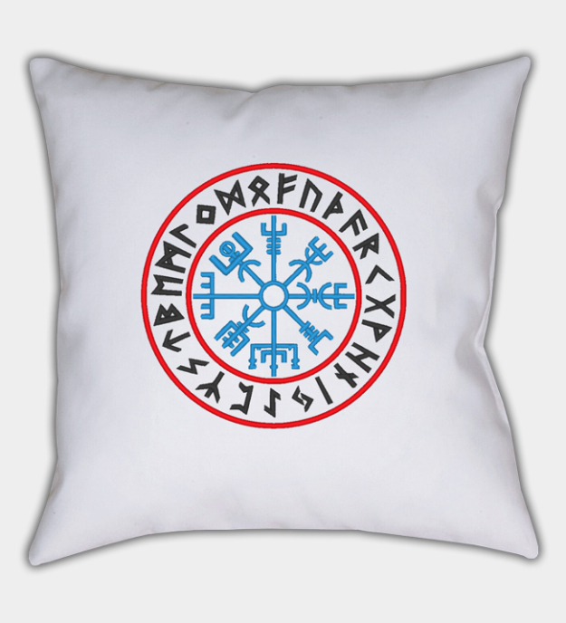 Runische Vegvisir geborduurde kussenhoes