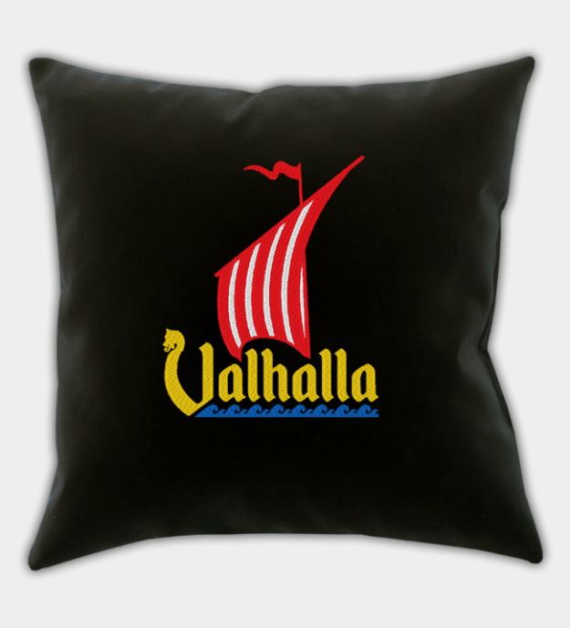 Viking Draak Schip geborduurde kussenhoes