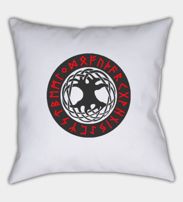 Yggdrasil geborduurde kussenhoes