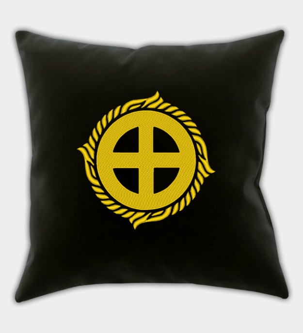 Zonnekruis geborduurde kussenhoes