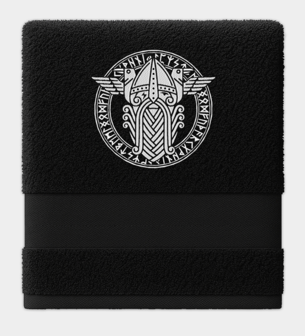 Odin / Wodan Geborduurde Handdoek