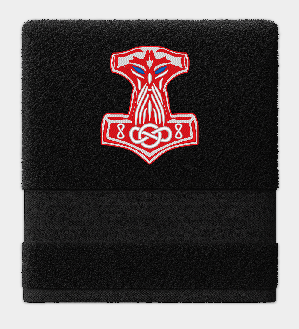 Thors Hamer Mjölnir Geborduurde Handdoek Thors Hamer Mjölnir Geborduurde Handdoek