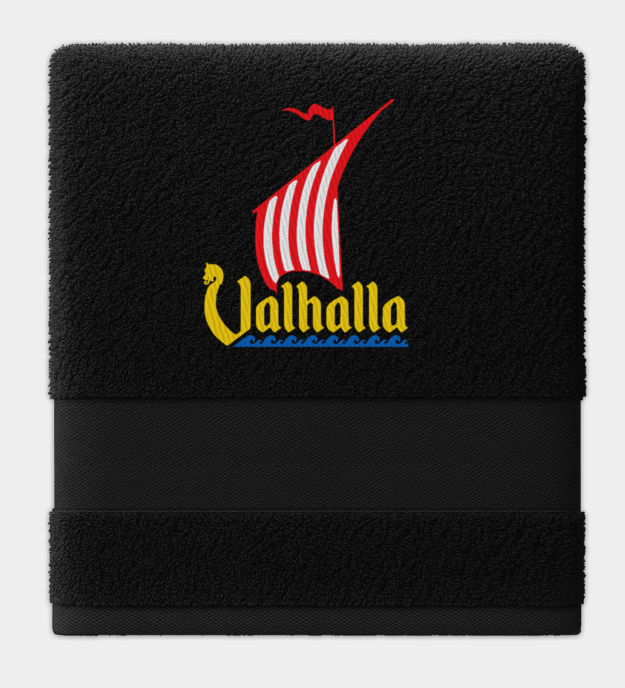 Viking Drakenschip Geborduurde Handdoek